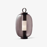Carol Contemporary Glass Globe Nightstand Lamp with Brown Metal Base