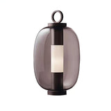 Carol Contemporary Glass Globe Nightstand Lamp with Brown Metal Base
