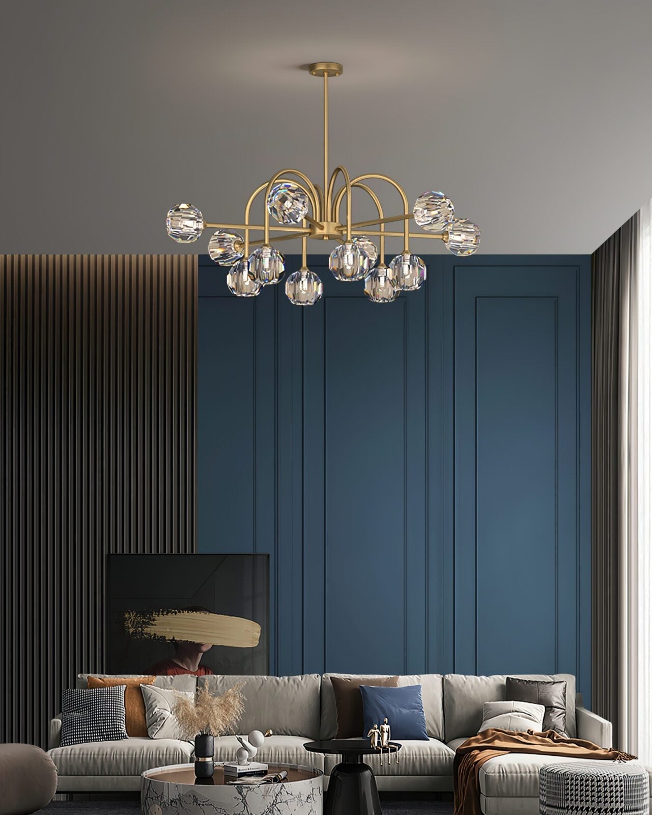 modern-brass-carousel-chandelier-with-clear-crystal-blooms-and-three-color-led-light
