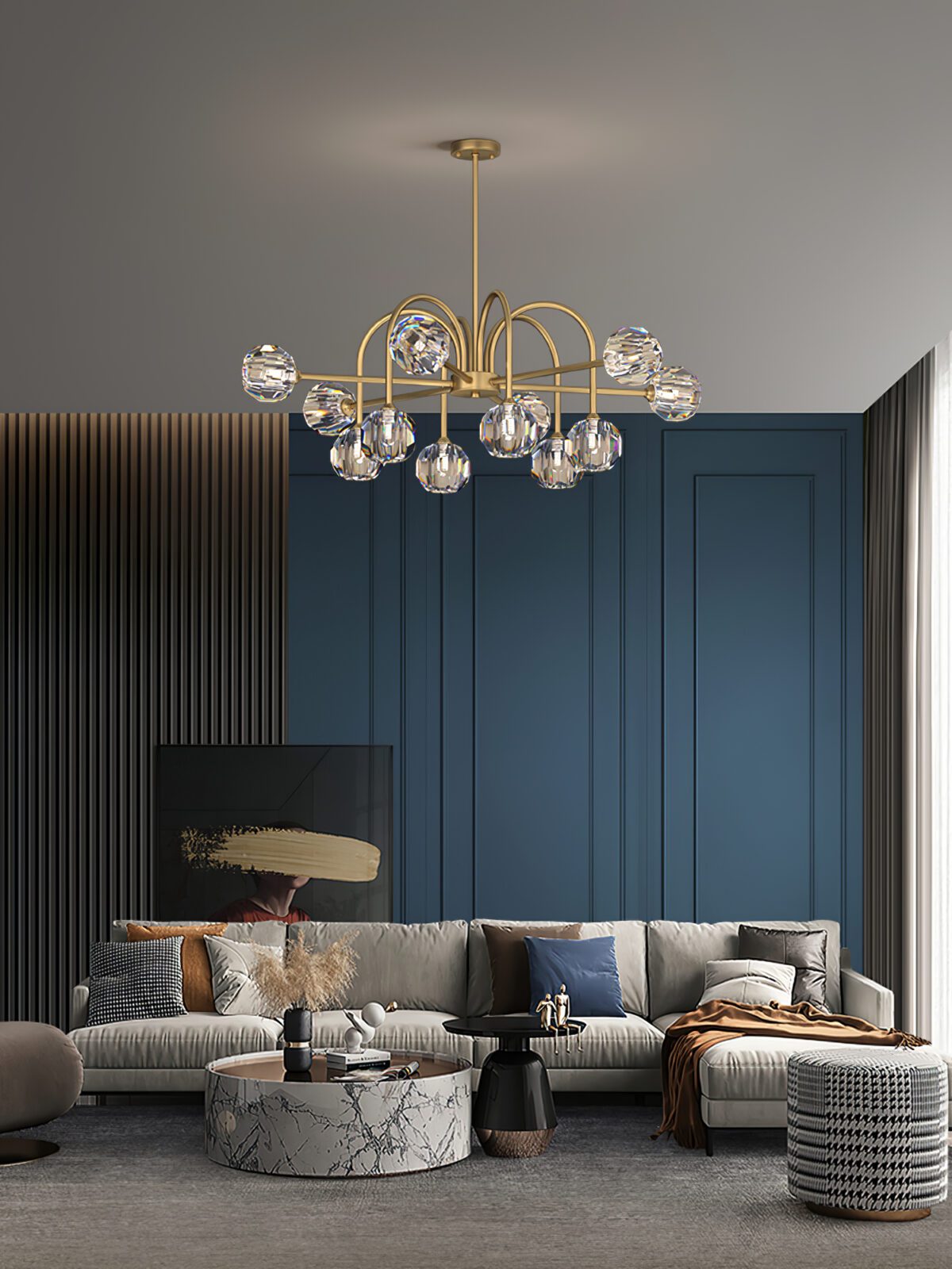 modern-brass-carousel-chandelier-with-clear-crystal-blooms-and-three-color-led-light