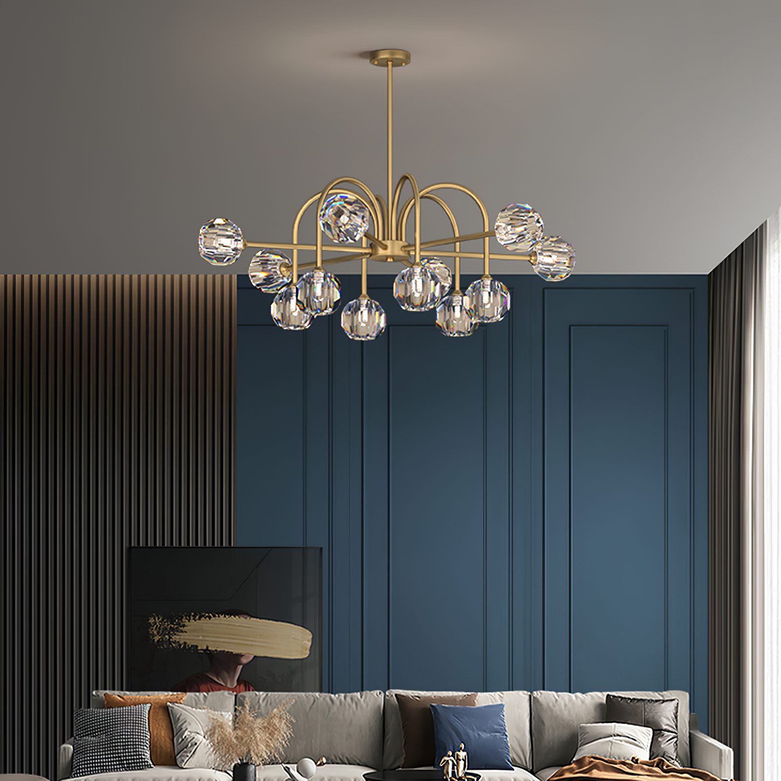 modern-brass-carousel-chandelier-with-clear-crystal-blooms-and-three-color-led-light