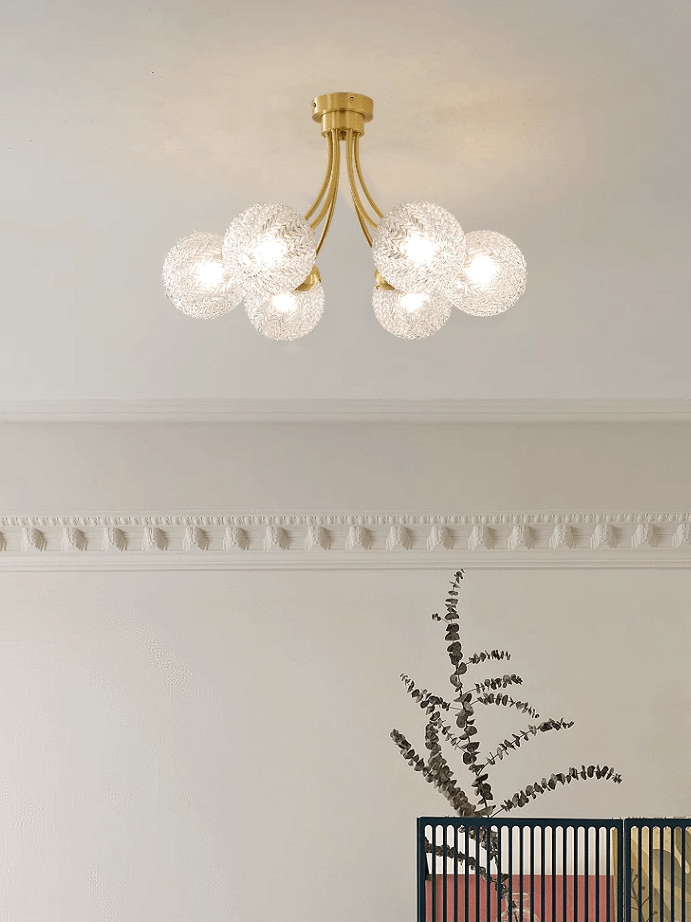 Elegant Carved Glass Flush Mount Ceiling Lamp for Modern Luxury Interiors