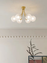 Elegant Carved Glass Flush Mount Ceiling Lamp for Modern Luxury Interiors