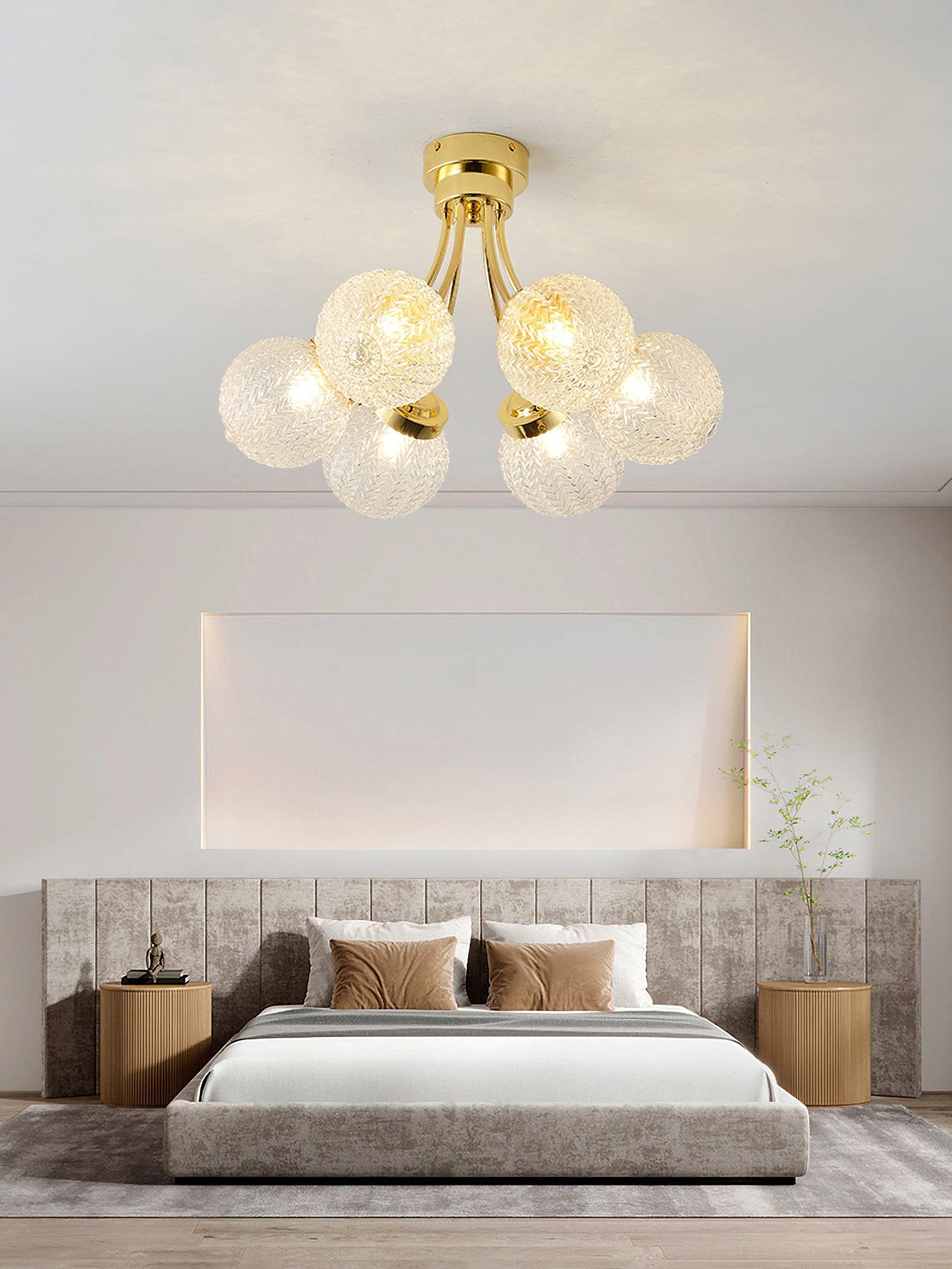 Elegant Carved Glass Flush Mount Ceiling Lamp for Modern Luxury Interiors