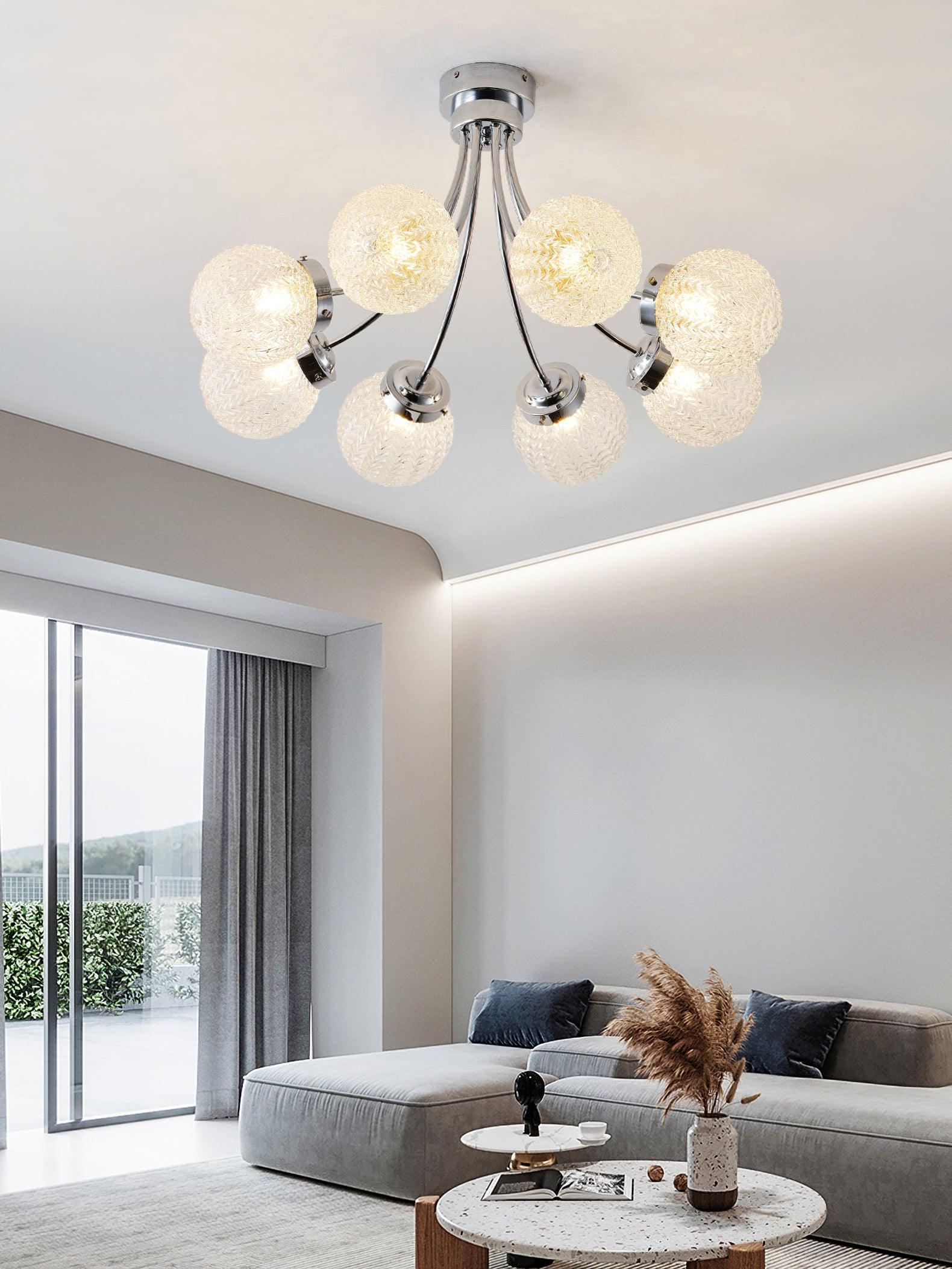 Elegant Carved Glass Flush Mount Ceiling Lamp for Modern Luxury Interiors