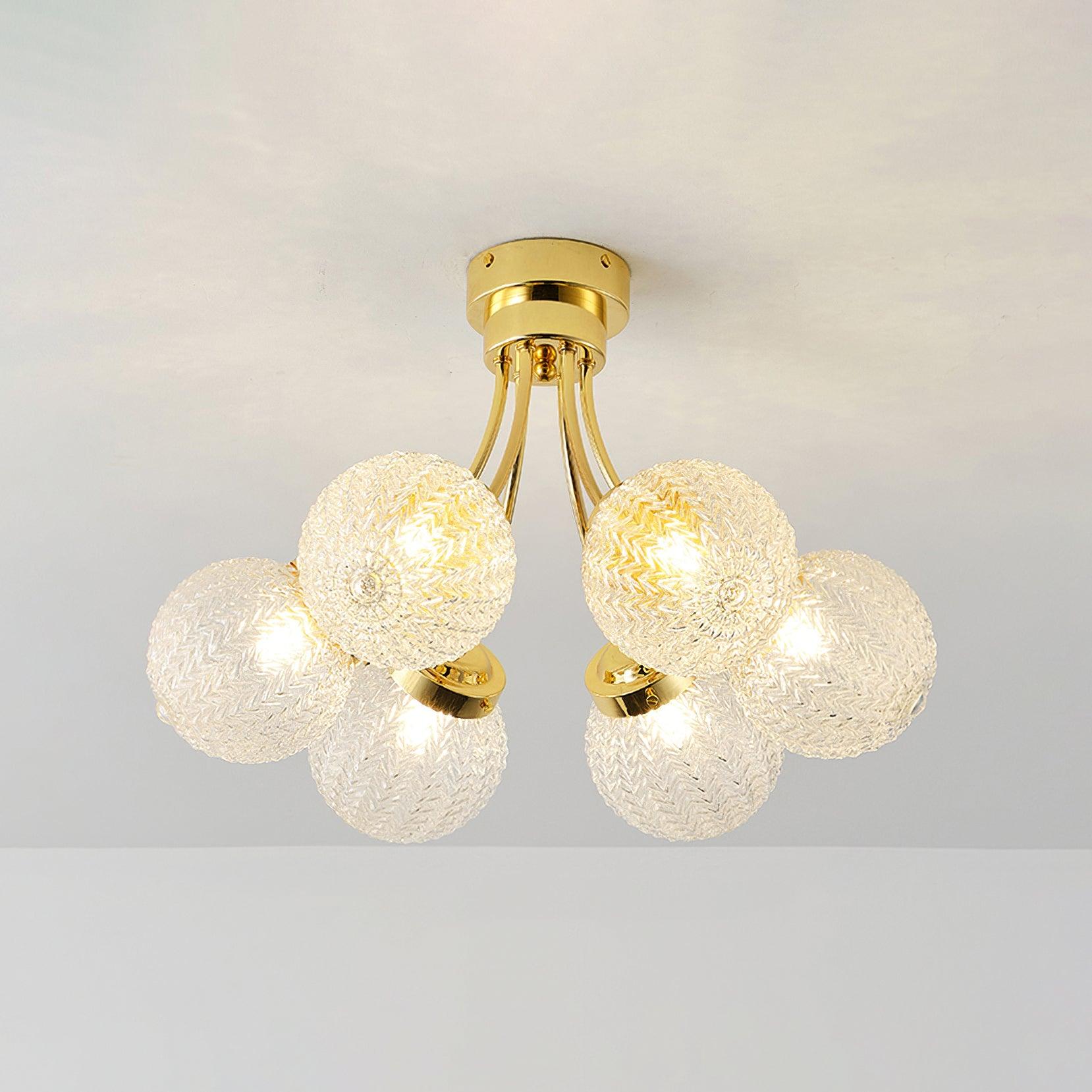 Elegant Carved Glass Flush Mount Ceiling Lamp for Modern Luxury Interiors