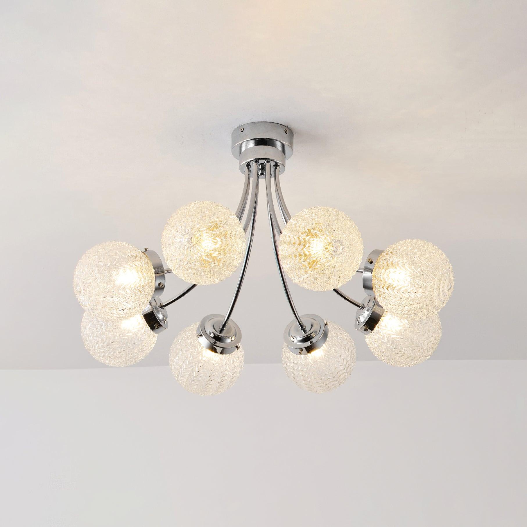 Elegant Carved Glass Flush Mount Ceiling Lamp for Modern Luxury Interiors