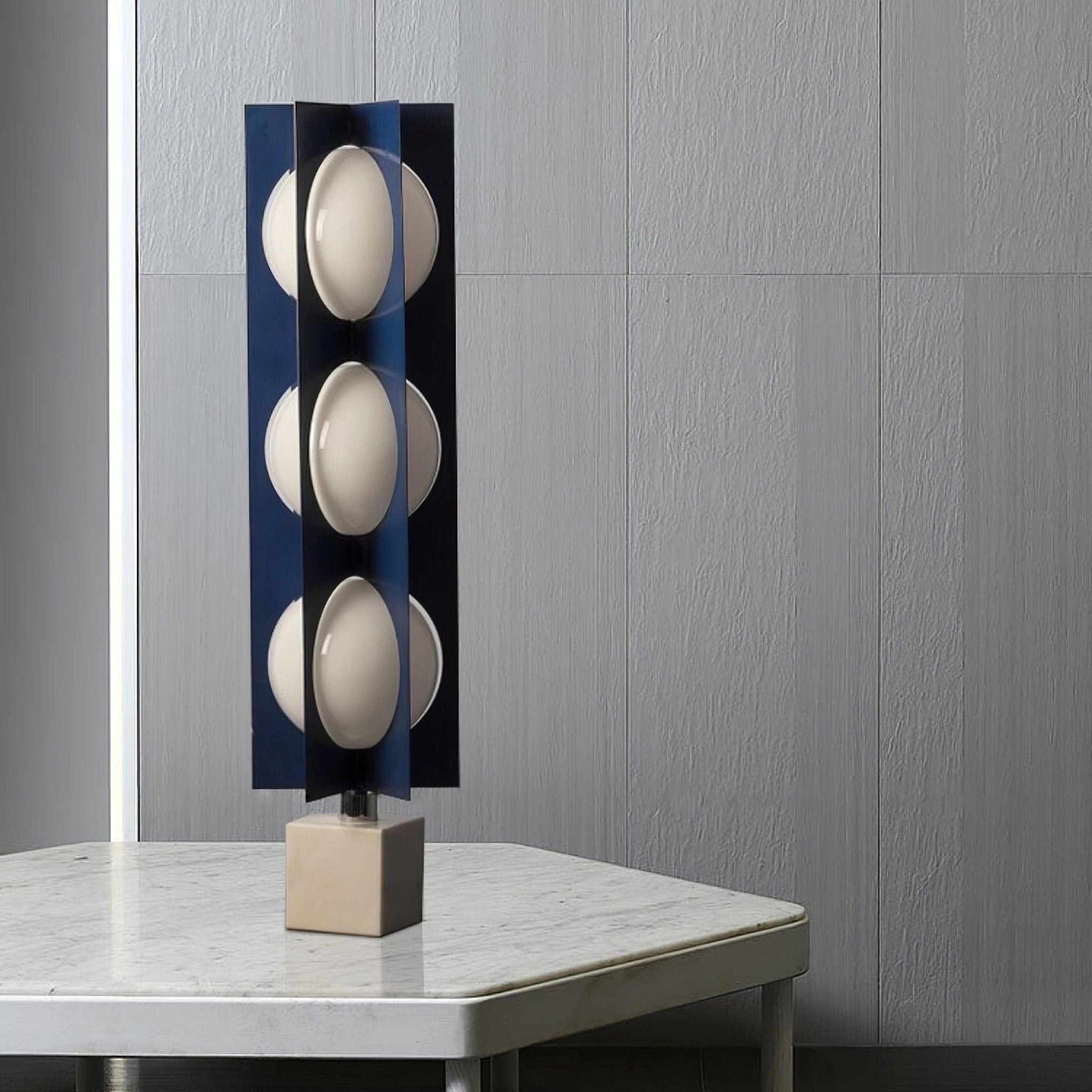 Modern Blue Column Cascade Tower Floor Lamp with Multi Tiered PVC Shades