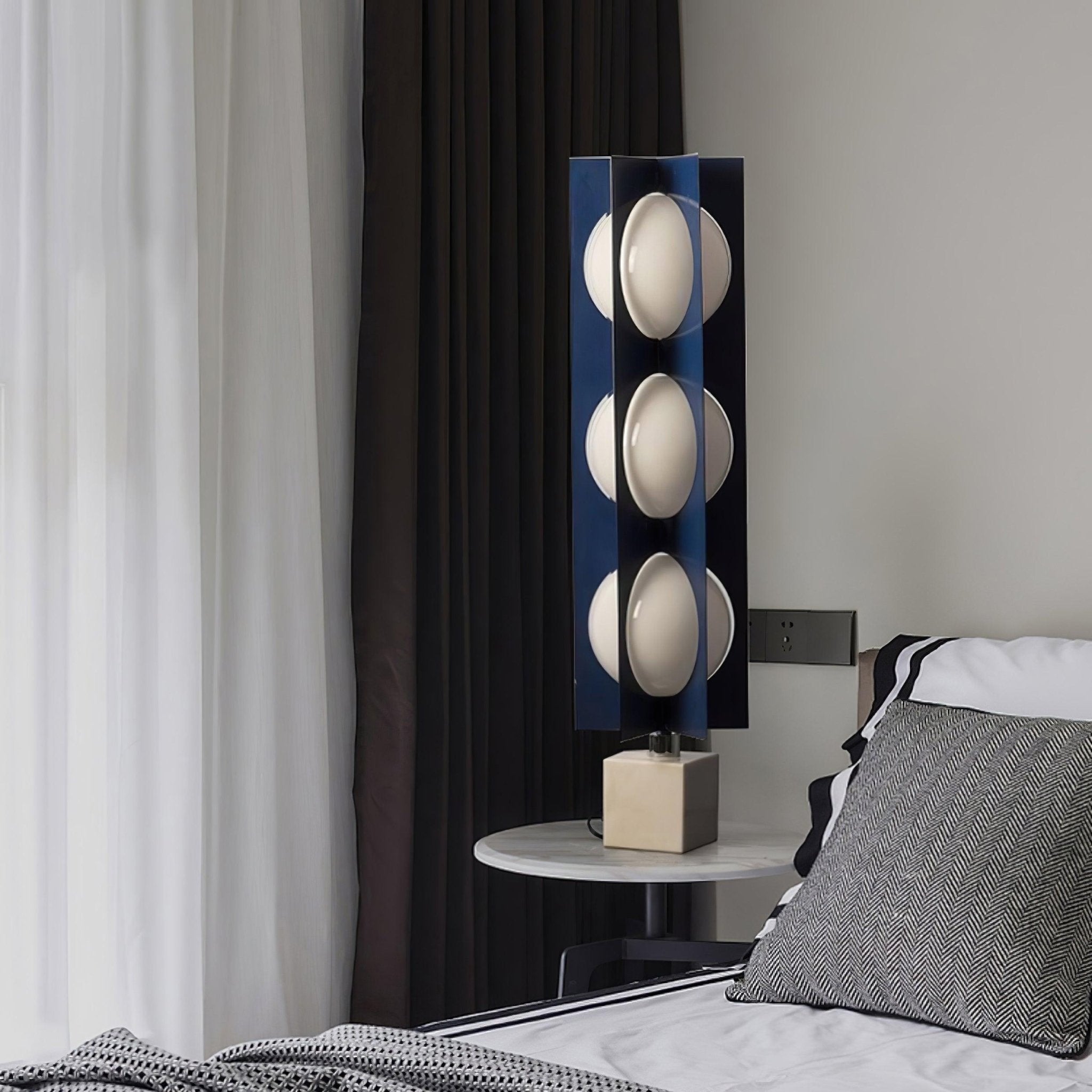 Modern Blue Column Cascade Tower Floor Lamp with Multi Tiered PVC Shades