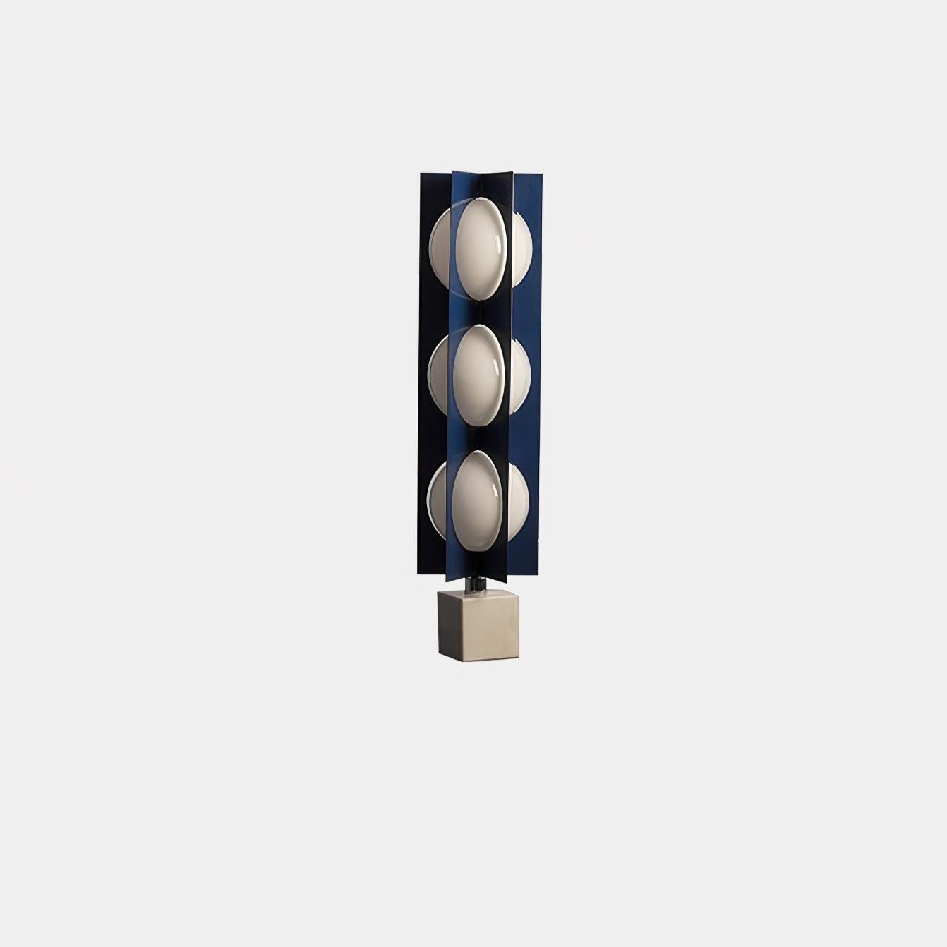 Modern Blue Column Cascade Tower Floor Lamp with Multi Tiered PVC Shades