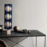 Modern Blue Column Cascade Tower Floor Lamp with Multi Tiered PVC Shades