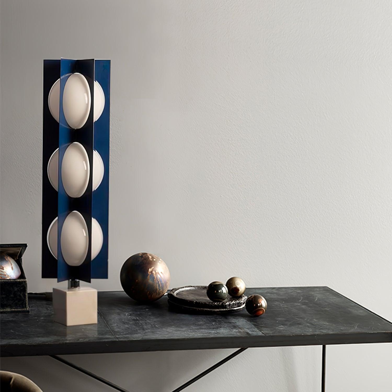 Modern Blue Column Cascade Tower Floor Lamp with Multi Tiered PVC Shades