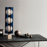 Modern Blue Column Cascade Tower Floor Lamp with Multi Tiered PVC Shades