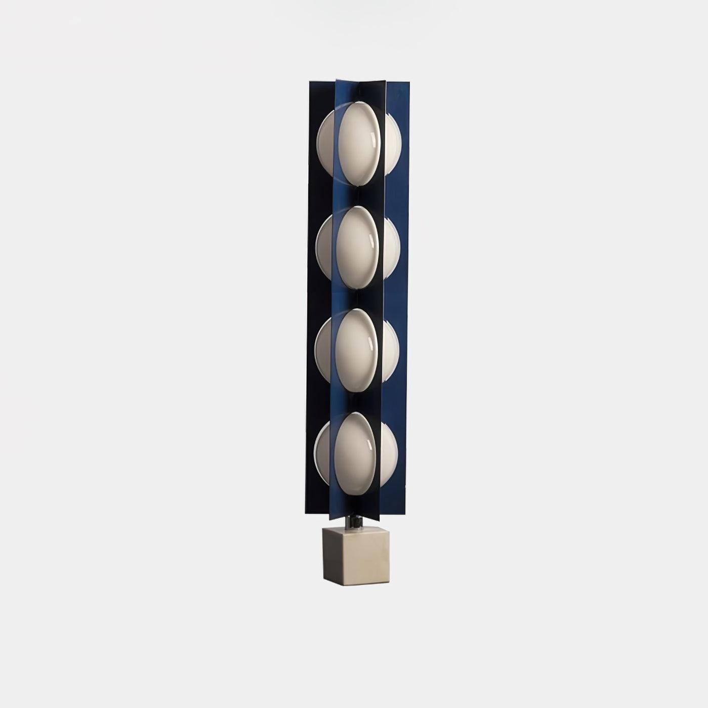 Modern Blue Column Cascade Tower Floor Lamp with Multi Tiered PVC Shades