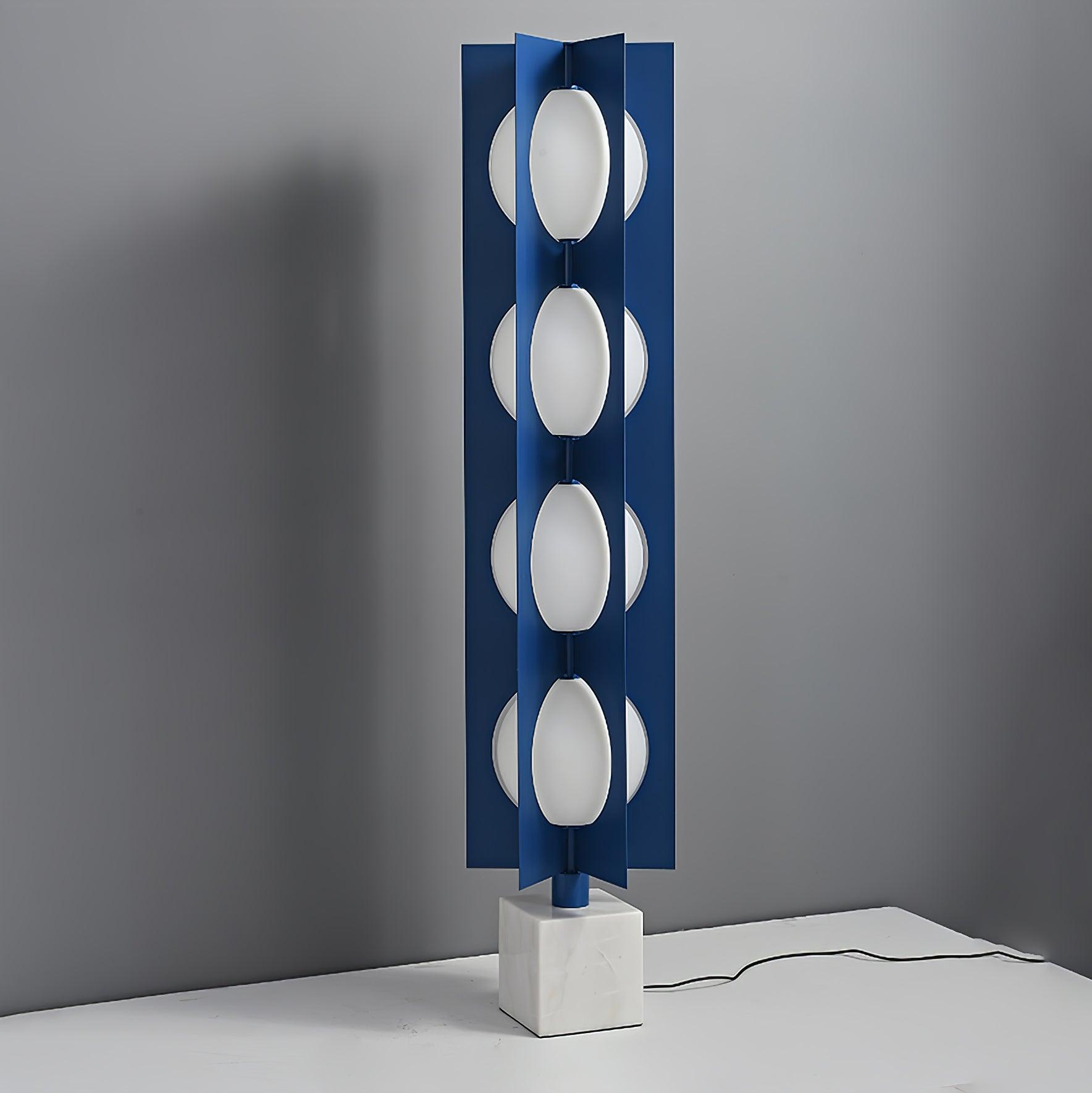 Modern Blue Column Cascade Tower Floor Lamp with Multi Tiered PVC Shades