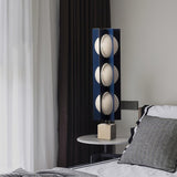 Modern Blue Column Cascade Tower Floor Lamp with Multi Tiered PVC Shades