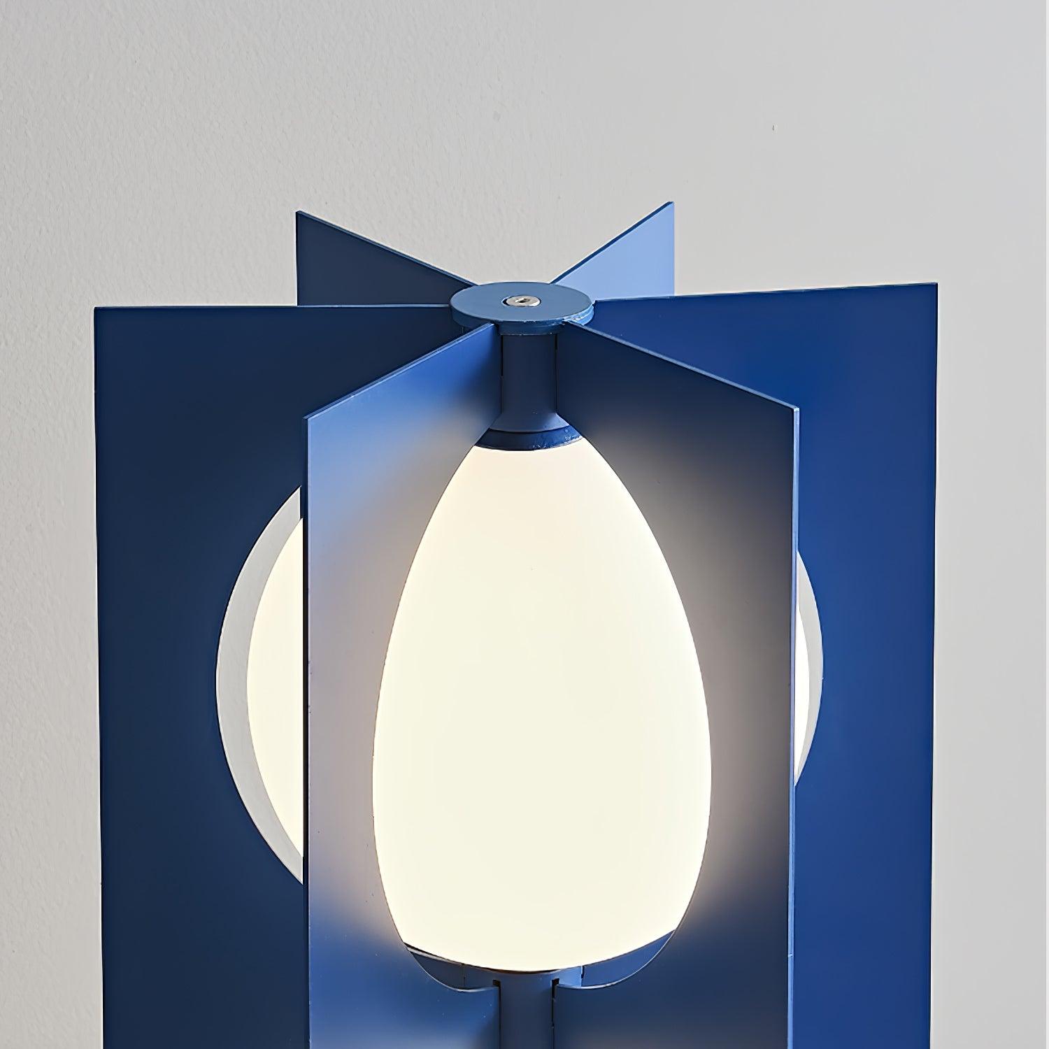 Modern Blue Column Cascade Tower Floor Lamp with Multi Tiered PVC Shades
