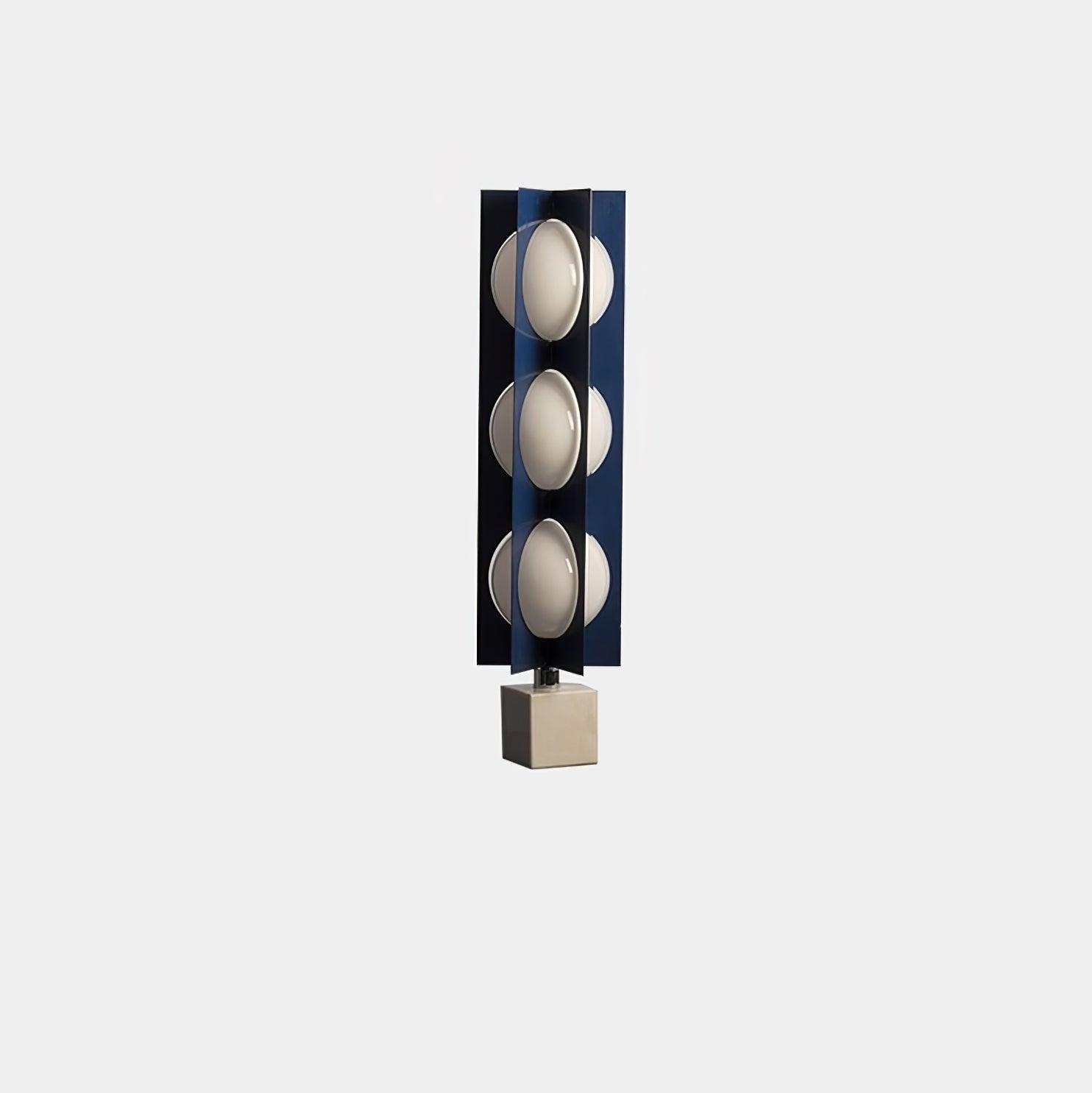 Modern Blue Column Cascade Tower Floor Lamp with Multi Tiered PVC Shades
