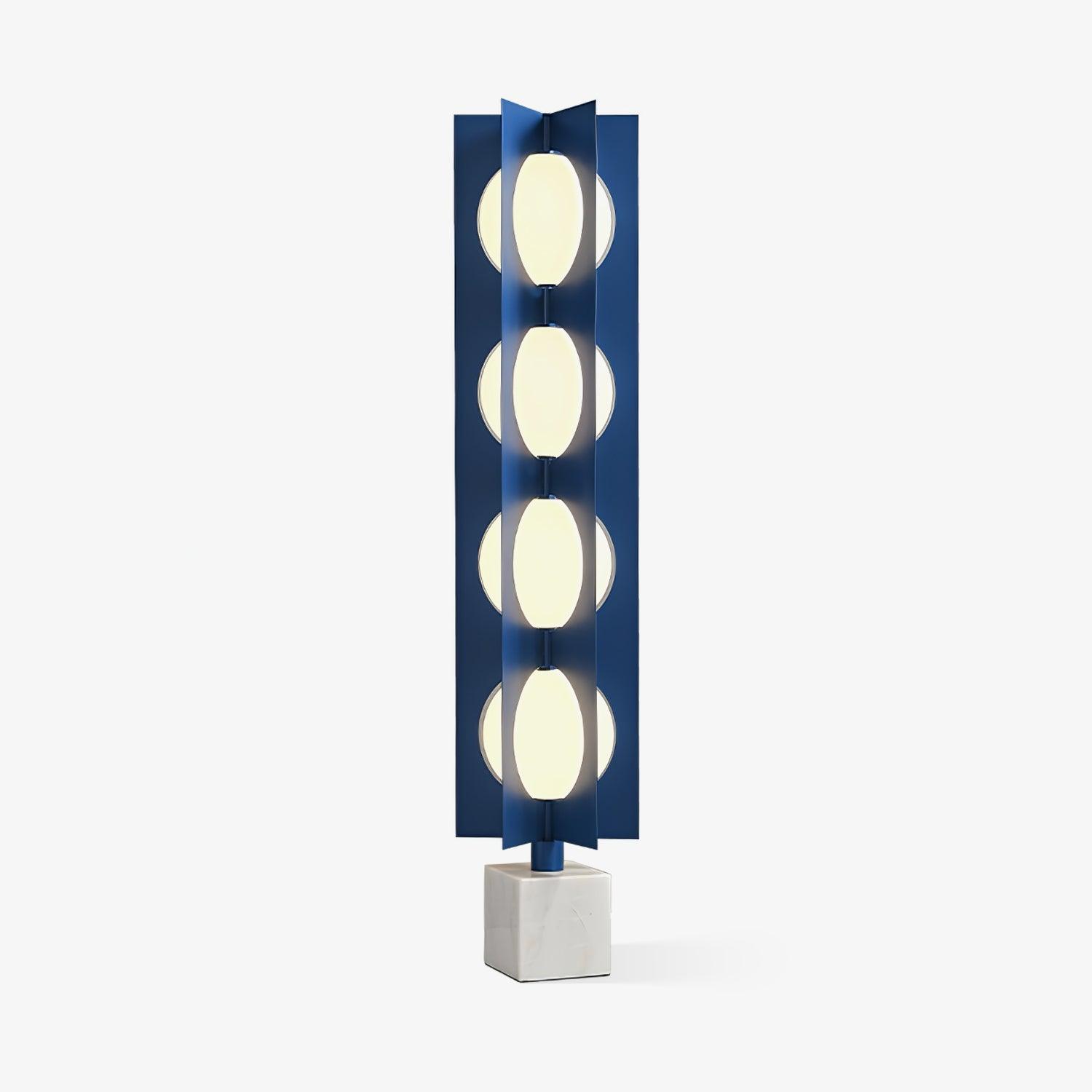 Modern Blue Column Cascade Tower Floor Lamp with Multi Tiered PVC Shades