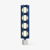 Modern Blue Column Cascade Tower Floor Lamp with Multi Tiered PVC Shades