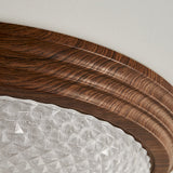 Modern Walnut Wood Grain LED Flush Mount Ceiling Lamp Cascadia Flare Style