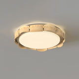 Modern Walnut Wood Grain LED Flush Mount Ceiling Lamp Cascadia Flare Style