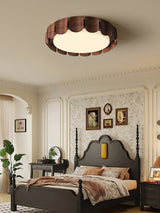 Modern Walnut Wood Grain LED Flush Mount Ceiling Lamp Cascadia Flare Style