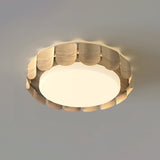 Modern Walnut Wood Grain LED Flush Mount Ceiling Lamp Cascadia Flare Style