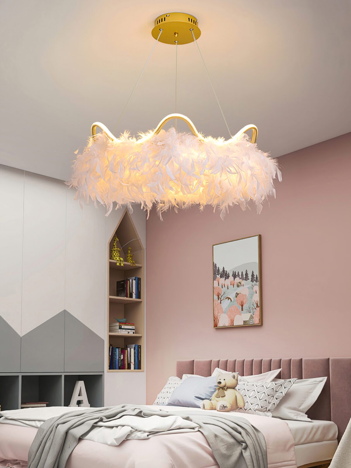 nordic-white-feather-pendant-light-with-cat-ear-design-and-adjustable-led