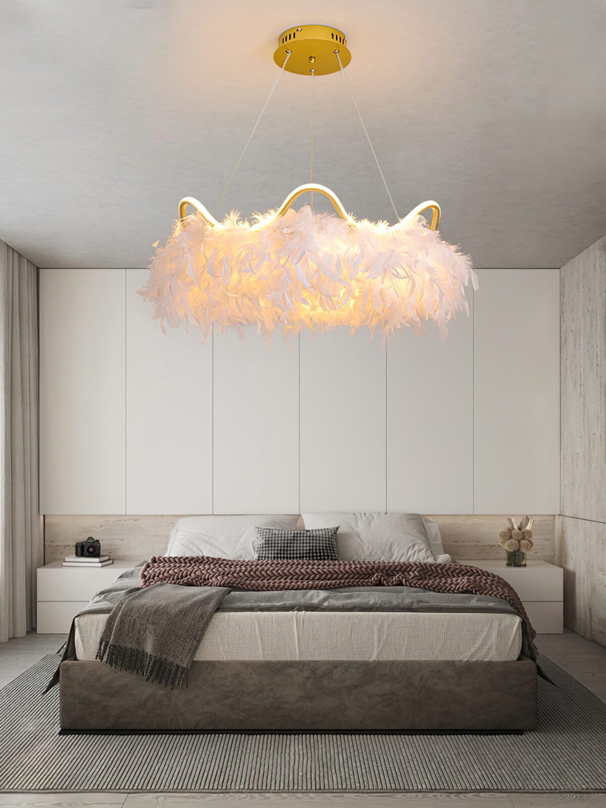 nordic-white-feather-pendant-light-with-cat-ear-design-and-adjustable-led