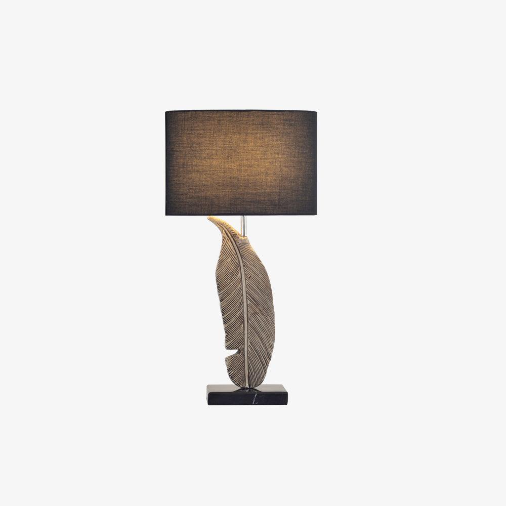 Cayo Metallic Gold Table Lamp with Black Marble Base and Fabric Drum Shade