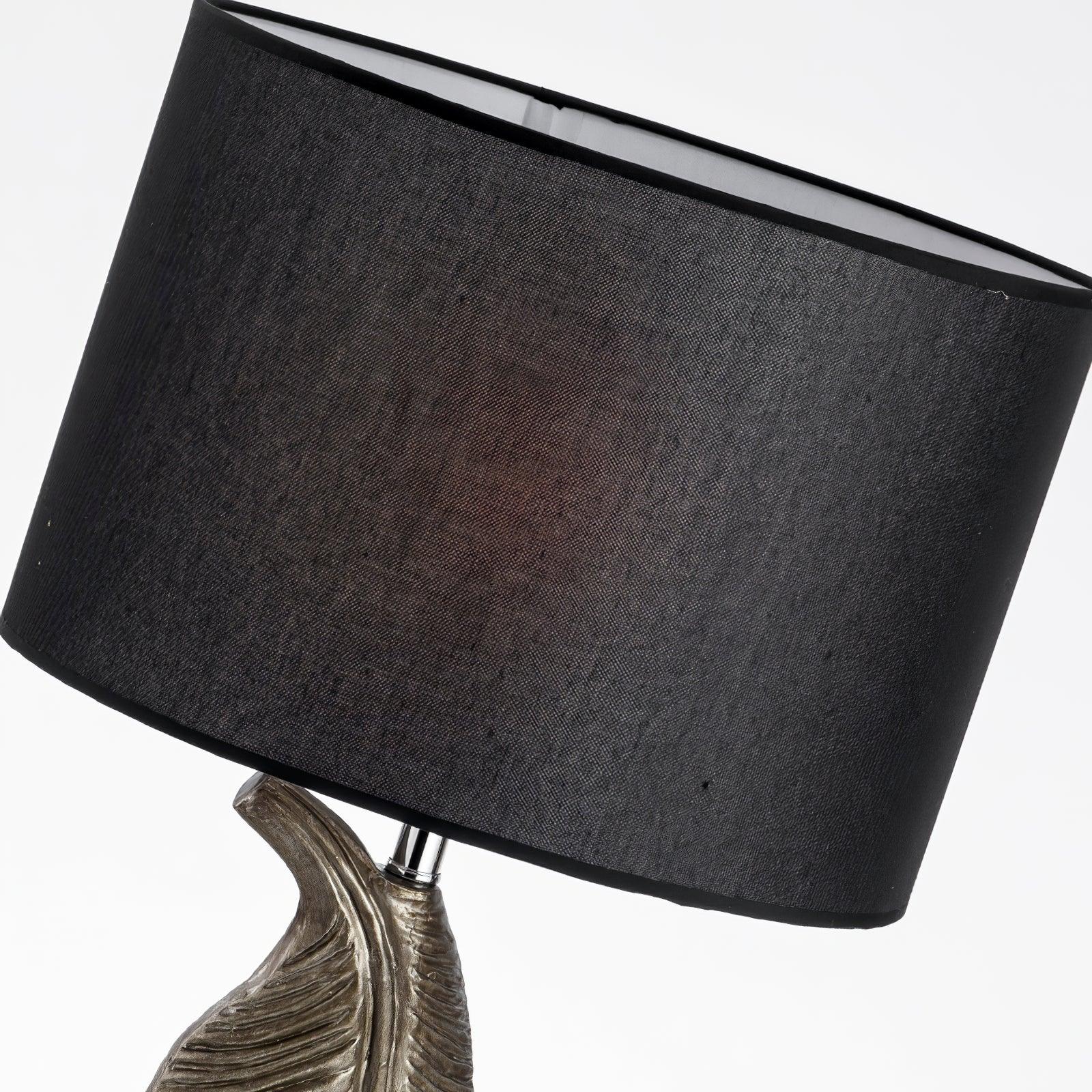 Cayo Metallic Gold Table Lamp with Black Marble Base and Fabric Drum Shade