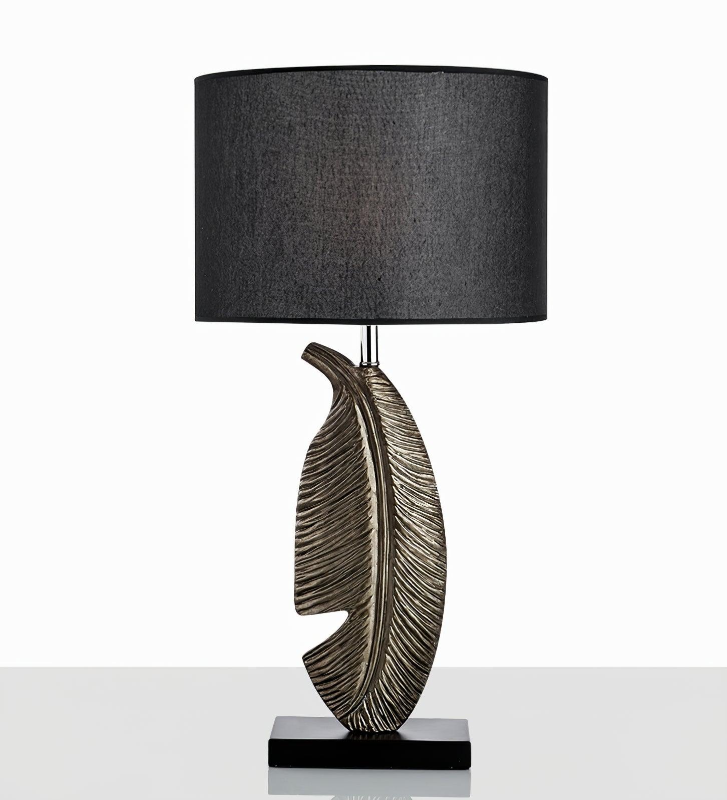 Cayo Metallic Gold Table Lamp with Black Marble Base and Fabric Drum Shade