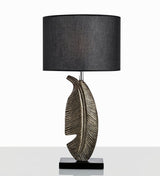 Cayo Metallic Gold Table Lamp with Black Marble Base and Fabric Drum Shade