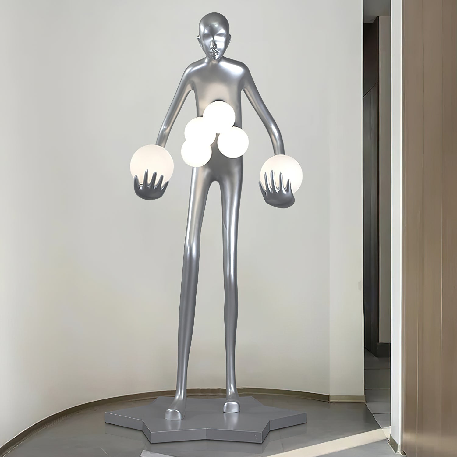 Modern Celestial Guardian Sculpture Floor Lamp Tall Artistic Standing Figurative Light