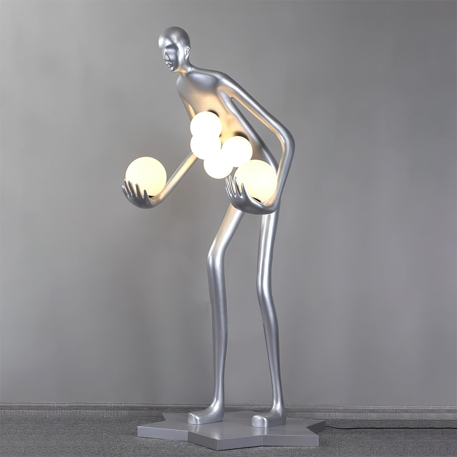 Modern Celestial Guardian Sculpture Floor Lamp Tall Artistic Standing Figurative Light