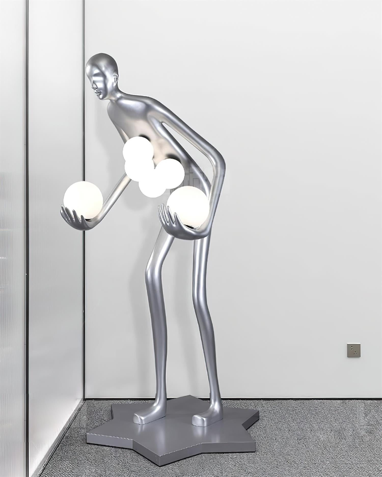 Modern Celestial Guardian Sculpture Floor Lamp Tall Artistic Standing Figurative Light