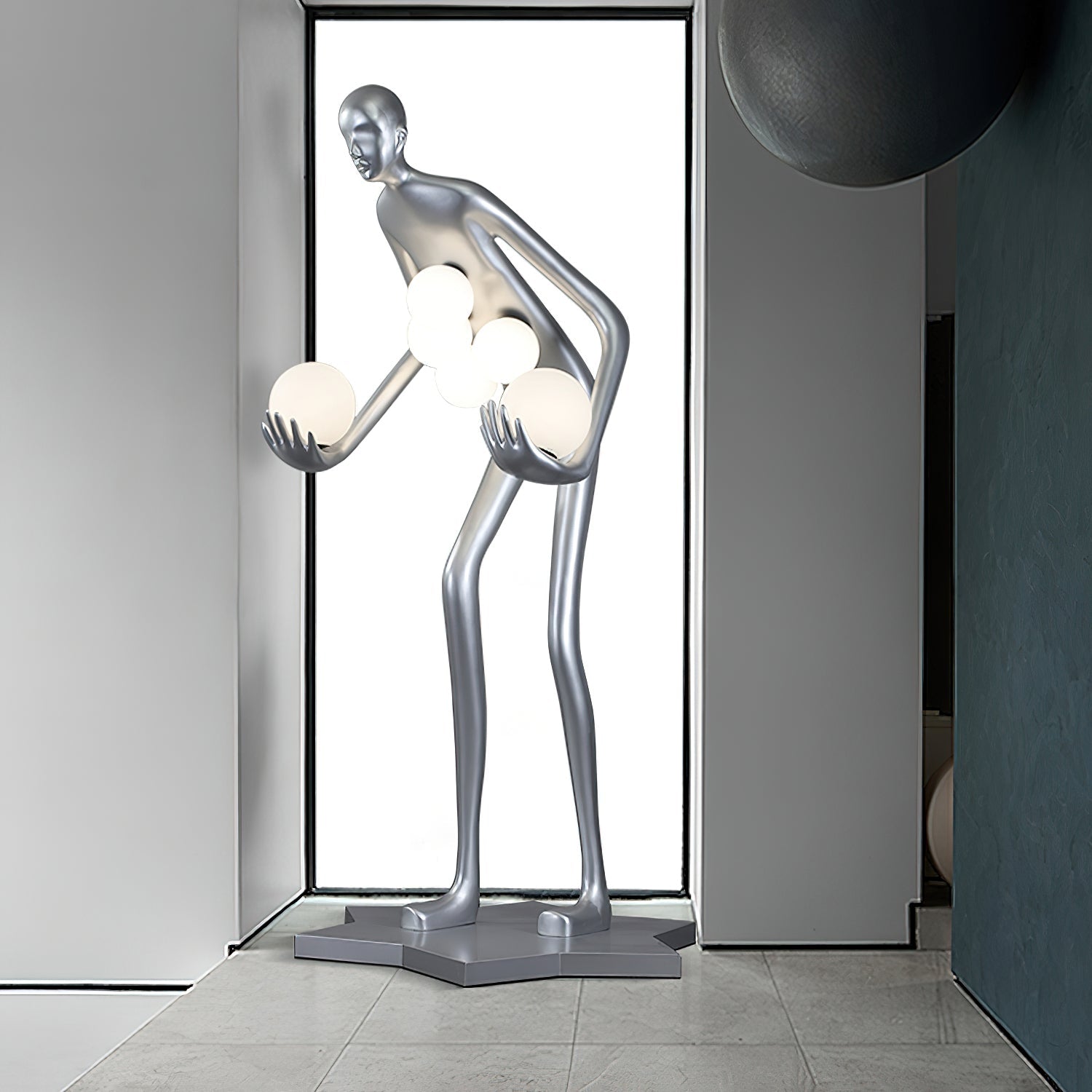 Modern Celestial Guardian Sculpture Floor Lamp Tall Artistic Standing Figurative Light
