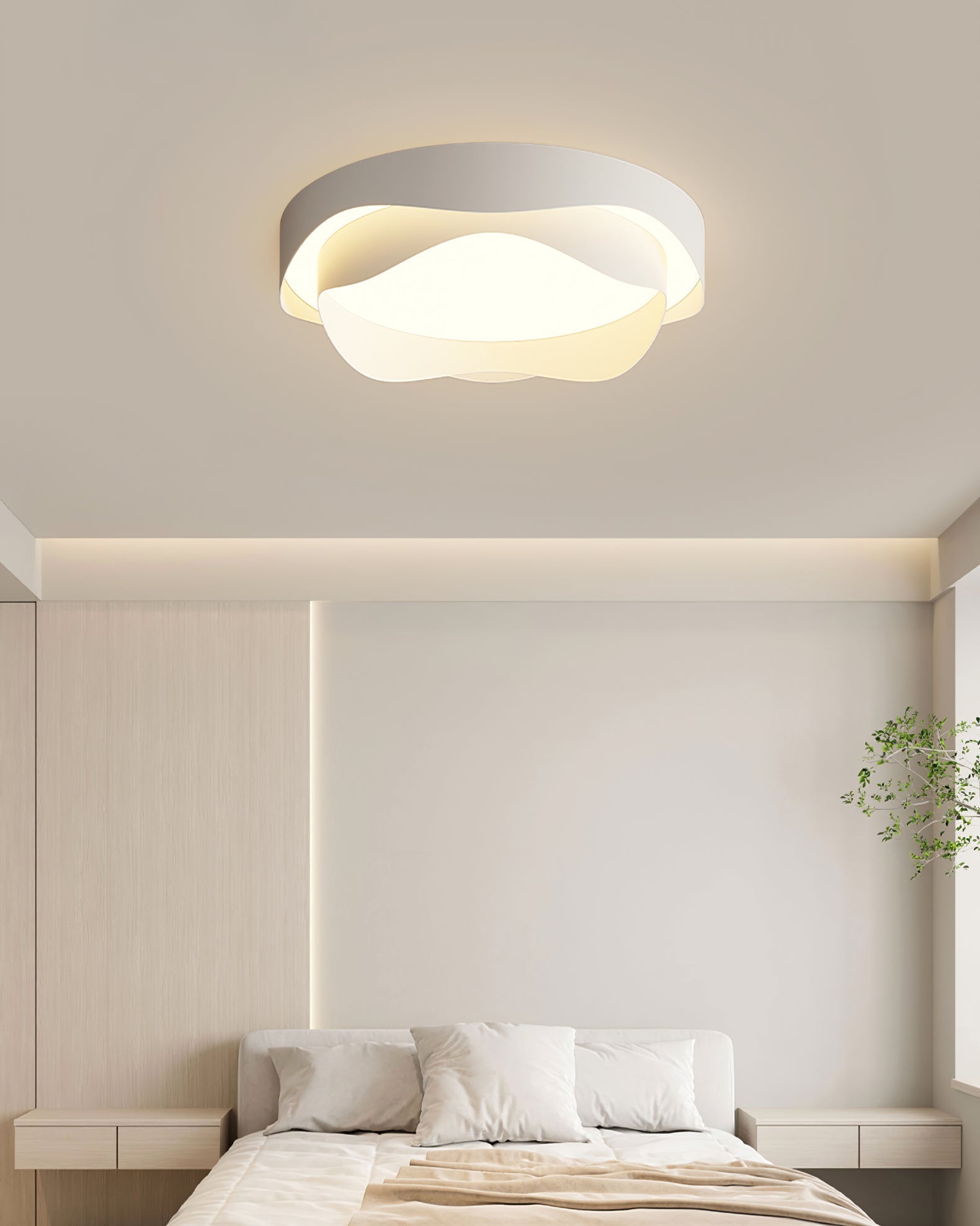 Cenia Modern Circular LED Ceiling Light White Matte Finish Minimalist Flush Mount Fixture