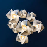 Bloom Ceramic Floral Pendant Light with White Porcelain Flower Buds and Brass Accents