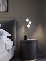Bloom Ceramic Floral Pendant Light with White Porcelain Flower Buds and Brass Accents