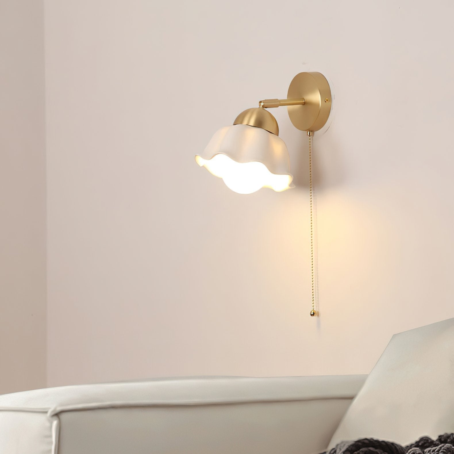 vintage-ceramic-flower-sconce-light-with-copper-base-and-white-petal-shade