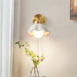 vintage-ceramic-flower-sconce-light-with-copper-base-and-white-petal-shade