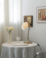 Elegant White Ceramic Ribbed Side Table Lamp for Modern Living Room Decor