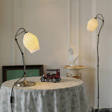 Elegant White Ceramic Ribbed Side Table Lamp for Modern Living Room Decor