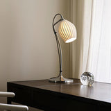 Elegant White Ceramic Ribbed Side Table Lamp for Modern Living Room Decor