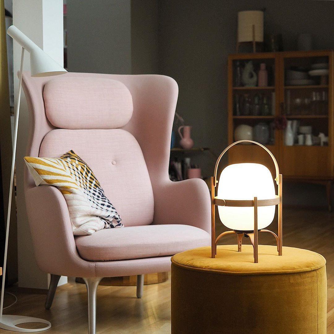 Modern Portable Glass Lantern Table Lamp with Wood Handle and Glass Shade for Ambient Lighting
