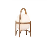 Modern Portable Glass Lantern Table Lamp with Wood Handle and Glass Shade for Ambient Lighting