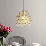 vintage-brass-and-flowered-glass-charlotte-pendant-light-fixture-for-entryway-lighting