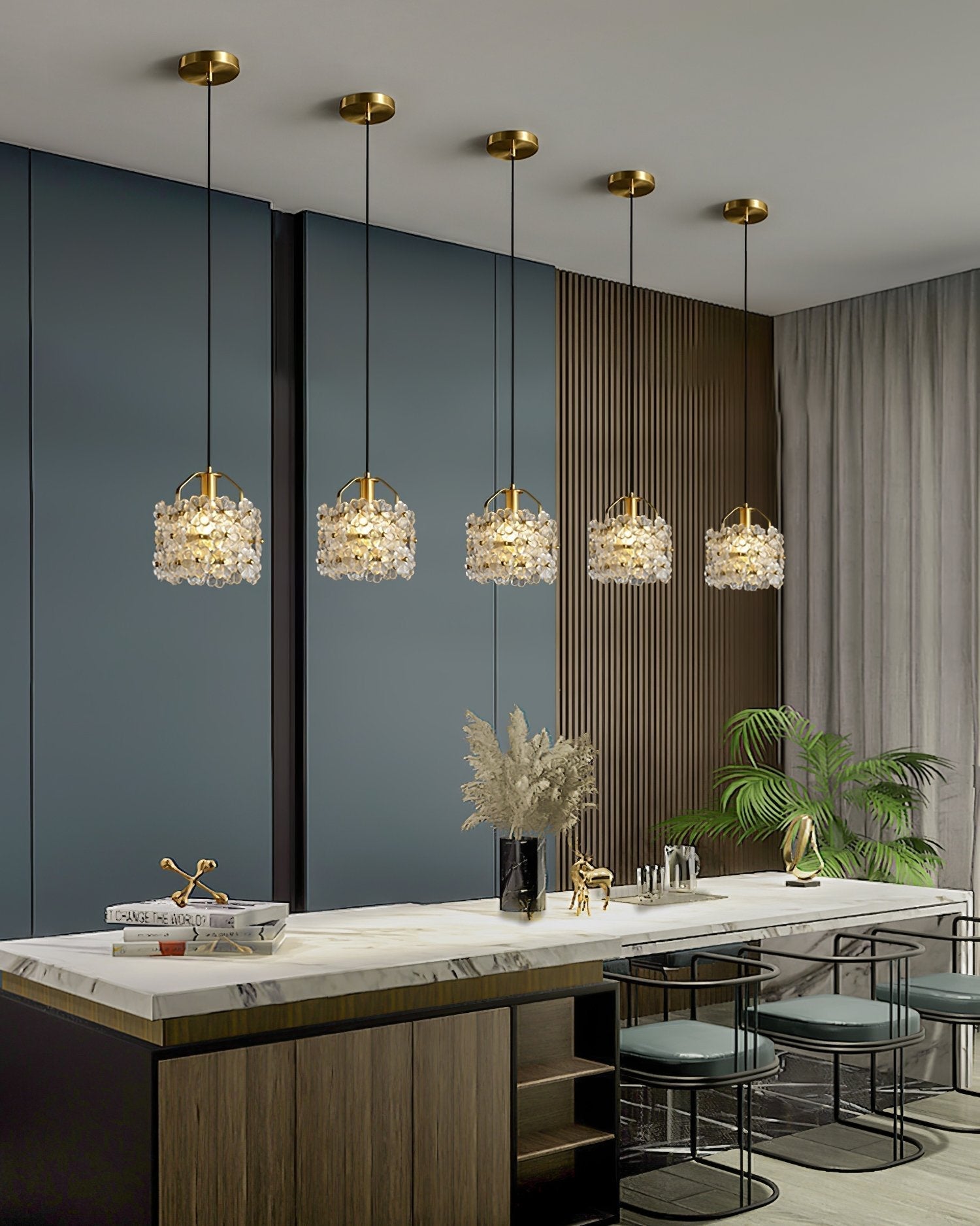 vintage-brass-and-flowered-glass-charlotte-pendant-light-fixture-for-entryway-lighting